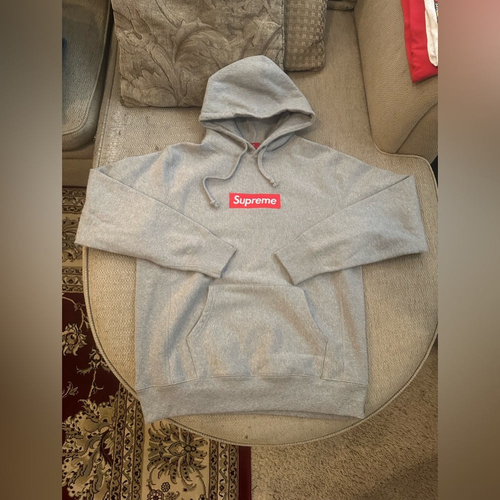Supreme Sweatshirt Heather Grey Box logo Hoodie